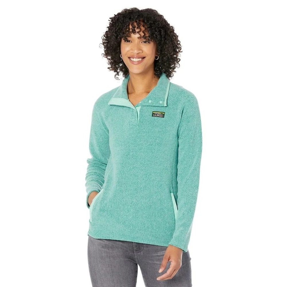 NWT L.L. Bean Tumbled Sherpa‎ Quarter Snap Warm Teal M